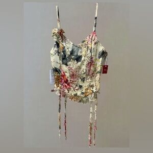 Alberto Makali 100% Silk Corset Top Floral Beaded, NWT sz 6